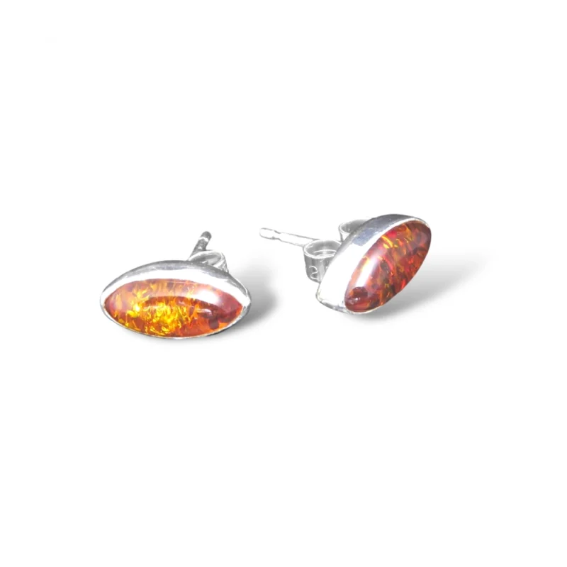 sterling silver and 10x5mm Amber earrings